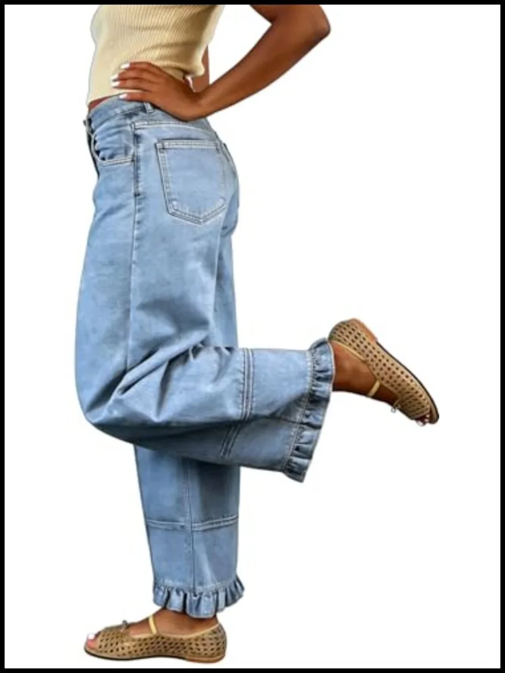 Floral Print Wide Leg Barrel Jeans Y2k Patchwork Baggy Denim
